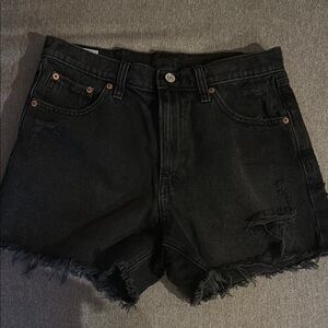 GAP Black Jean Shorts Distressed High-Waisted